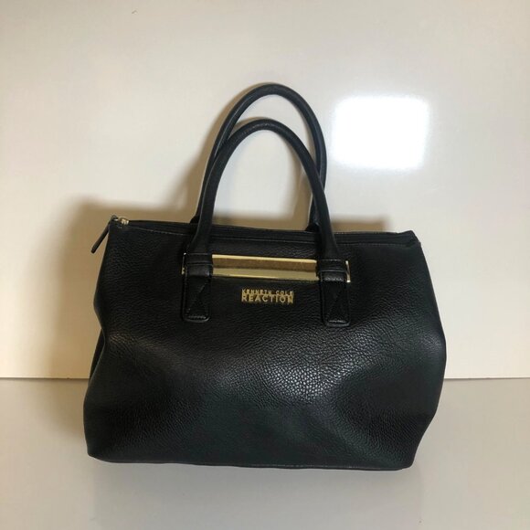 Kenneth Cole Reaction Faux Leather Handbag Dual Handles Goldtone Accents - Picture 1 of 8